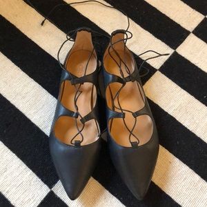 JCrew 100% leather tie ballet flats